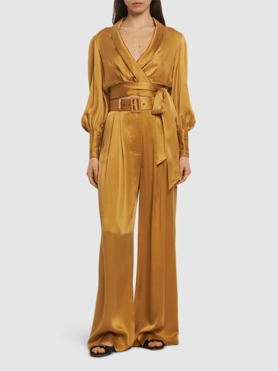 Zimmermann: Silk wraparound blouse - Dark Yellow - women_1 | Luisa Via Roma