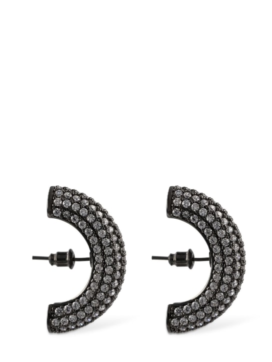 Panconesi: Half Moon crystal hoop earrings - Silver - men_1 | Luisa Via Roma