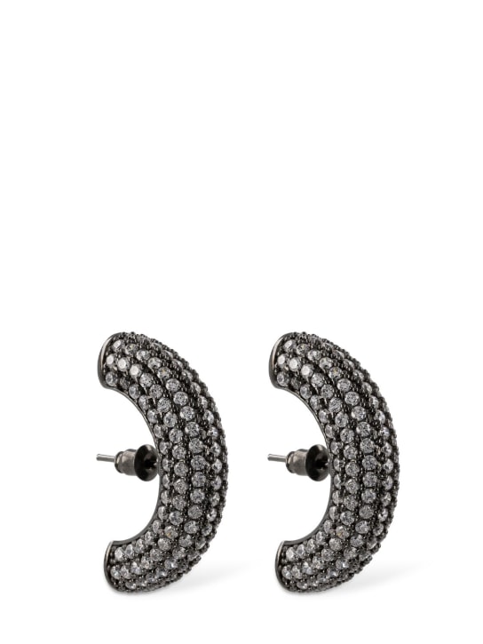 Panconesi: Half Moon crystal hoop earrings - Silver - women_0 | Luisa Via Roma