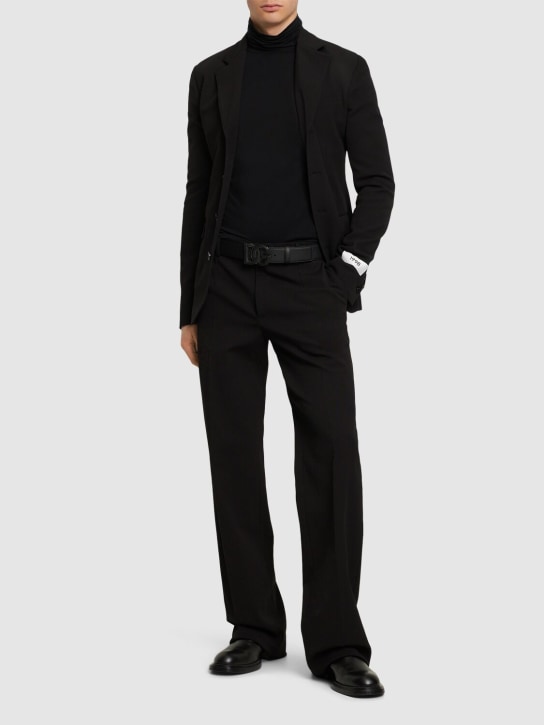 Dolce&Gabbana: Pantalones rectos de algodón - Negro - men_1 | Luisa Via Roma
