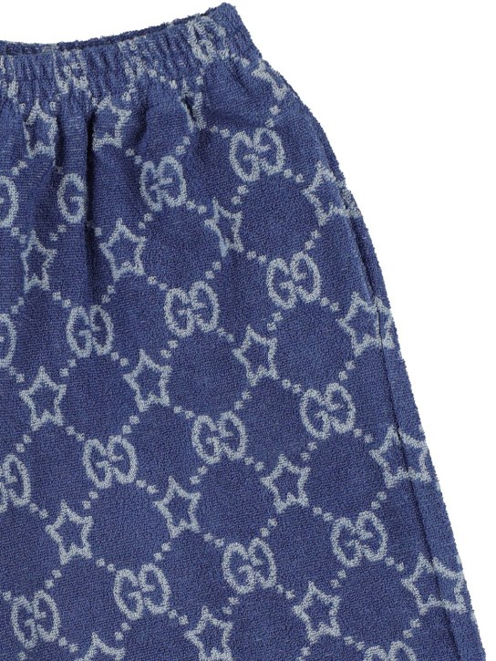 Gucci: Short en coton mélangé GG - Bleu - kids-boys_1 | Luisa Via Roma