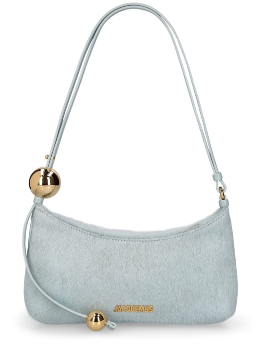 Jacquemus: Le Bisou Perle ponyhair leather bag - Light Blue - women_0 | Luisa Via Roma