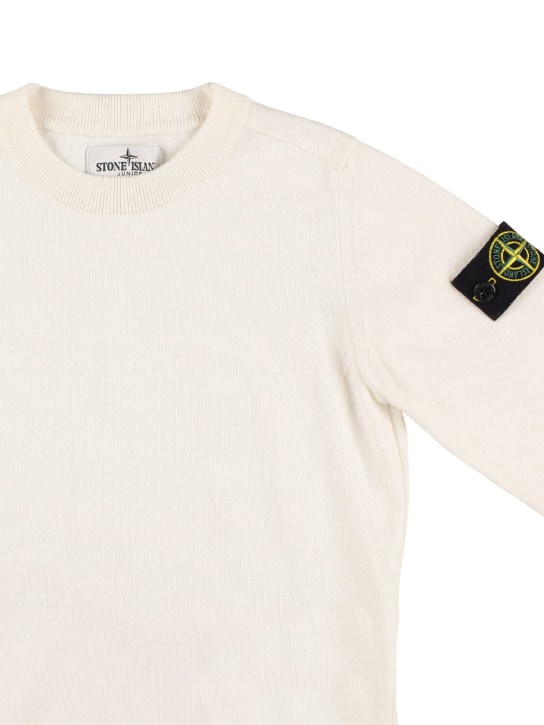Stone Island: Organic cotton knit sweater - White - kids-boys_1 | Luisa Via Roma