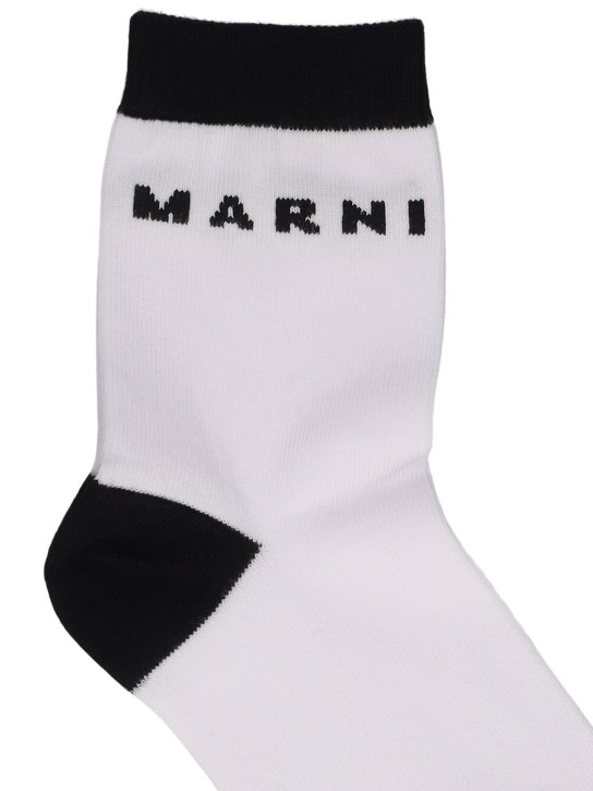 Marni Junior: Chaussettes en maille de coton - Blanc - kids-boys_1 | Luisa Via Roma