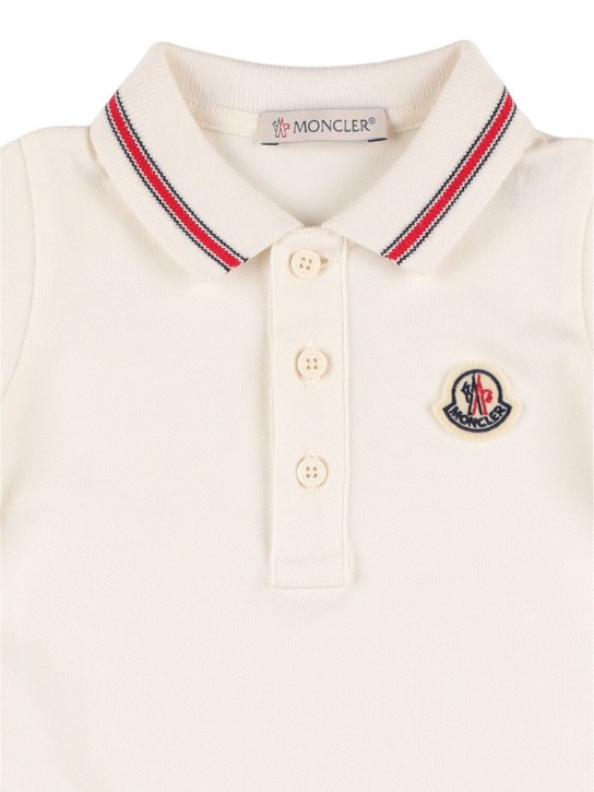 Moncler: Logo patch cotton blend romper - White - kids-girls_1 | Luisa Via Roma