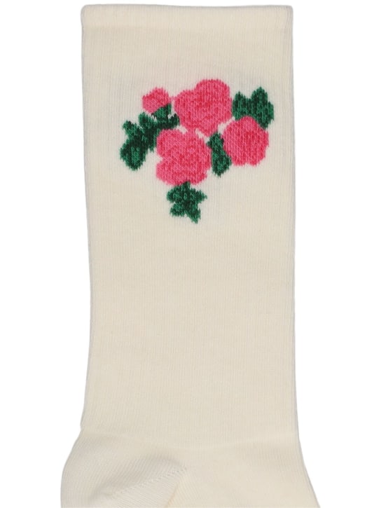 Mini Rodini: Set: 2 Paar Socken aus Bio-Baumwolle mit Intarsien - Weiß/Rosa - kids-girls_1 | Luisa Via Roma
