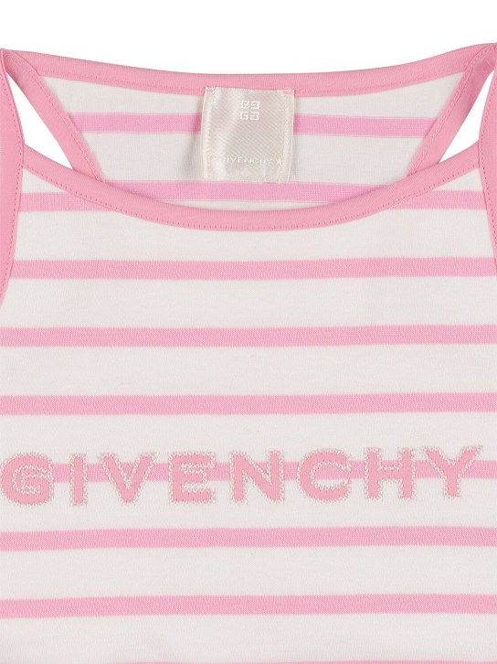 Givenchy: Débardeur en jersey de coton à rayures - Blanc/Rose - kids-girls_1 | Luisa Via Roma