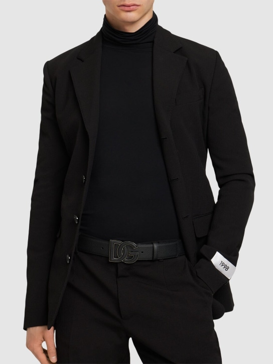 Dolce&Gabbana: Cinturón de piel con hebilla 40mm - Negro - men_1 | Luisa Via Roma