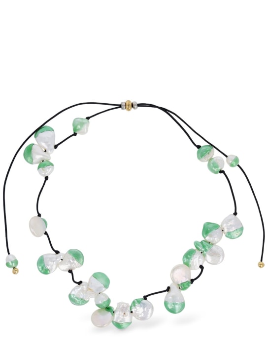 Panconesi: Collier avec perles Vacanza - Blanc/Vert - women_0 | Luisa Via Roma
