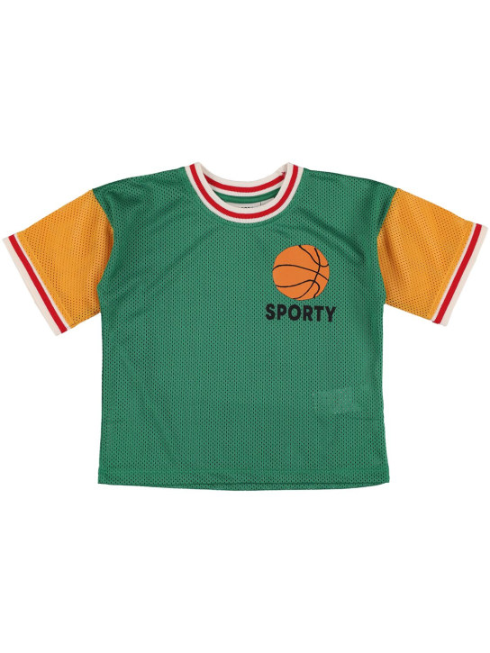 Mini Rodini: T-shirt in mesh riciclato - Verde - kids-boys_0 | Luisa Via Roma