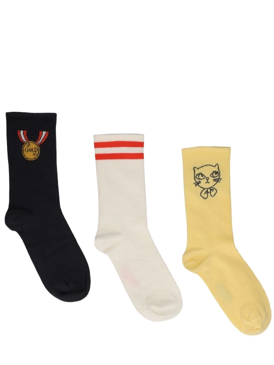 Mini Rodini: Set of 3 organic cotton non-slip socks - Multicolor - kids-boys_0 | Luisa Via Roma