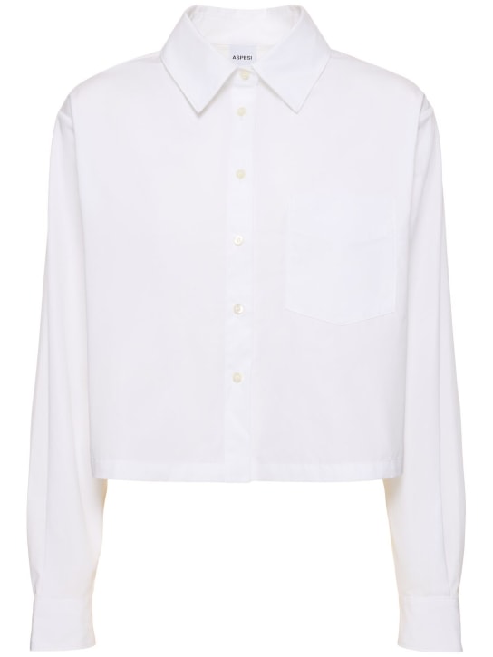 ASPESI: 胸前口袋细节棉质府绸衬衫 - 白色 - women_0 | Luisa Via Roma