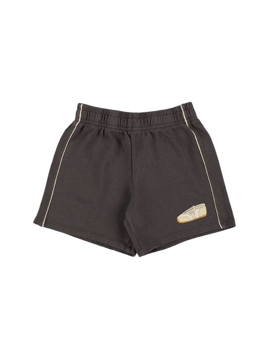 Mini Rodini: Shorts in felpa di cotone con stampa - Grigio Scuro - kids-boys_0 | Luisa Via Roma