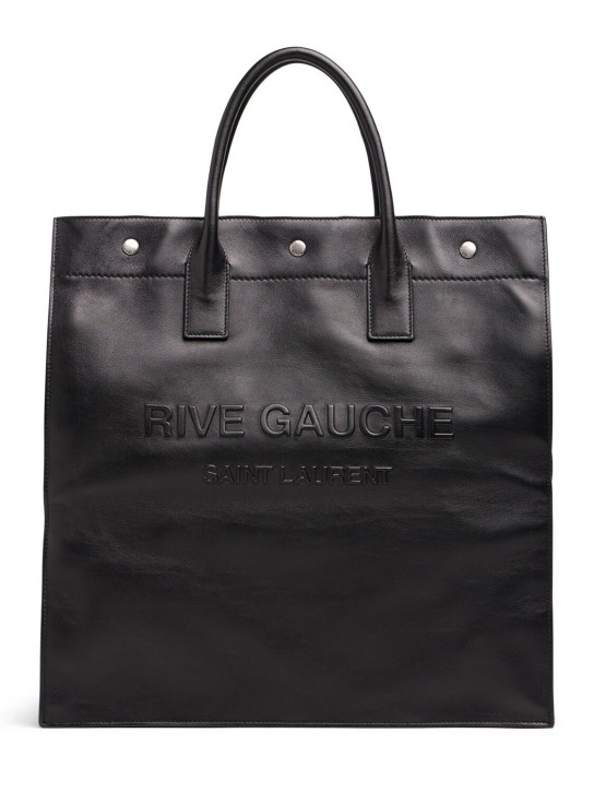 Saint Laurent: Rive Gauche n/s leather tote bag - Black - women_0 | Luisa Via Roma