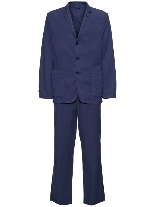 ASPESI: Cotton blend twill suit - Navy - men_0 | Luisa Via Roma