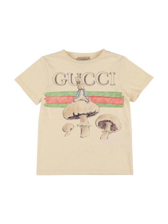 Gucci: Peter Rabbit 코튼 저지 티셔츠 - Sunkissed/Multi - kids-boys_0 | Luisa Via Roma