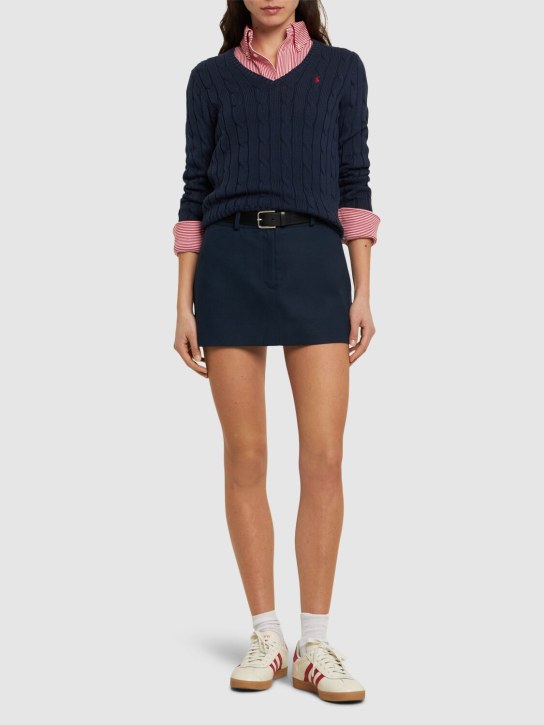 Polo Ralph Lauren: Maglia Kimberly in maglia a trecce - Navy - women_1 | Luisa Via Roma