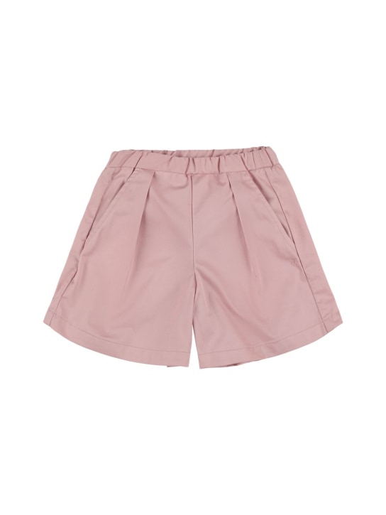 Bonpoint: Cotton gabardine shorts - Pink - kids-girls_0 | Luisa Via Roma