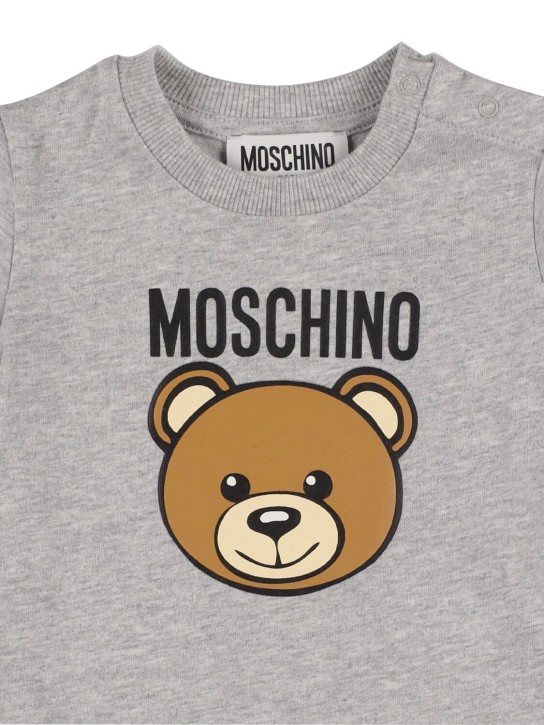 Moschino: T-Shirt und Trainingsshorts aus Baumwolljersey - Grau/Schwarz - kids-boys_1 | Luisa Via Roma