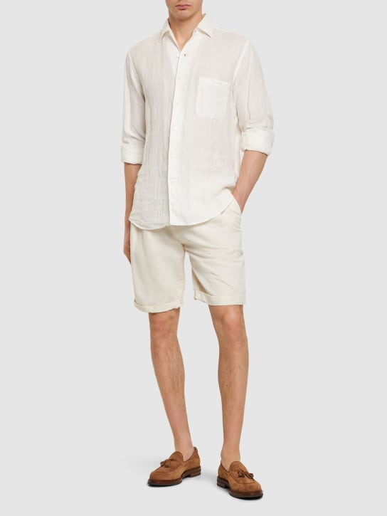 Brunello Cucinelli: Cotton & linen Bermuda shorts - Off White - men_1 | Luisa Via Roma