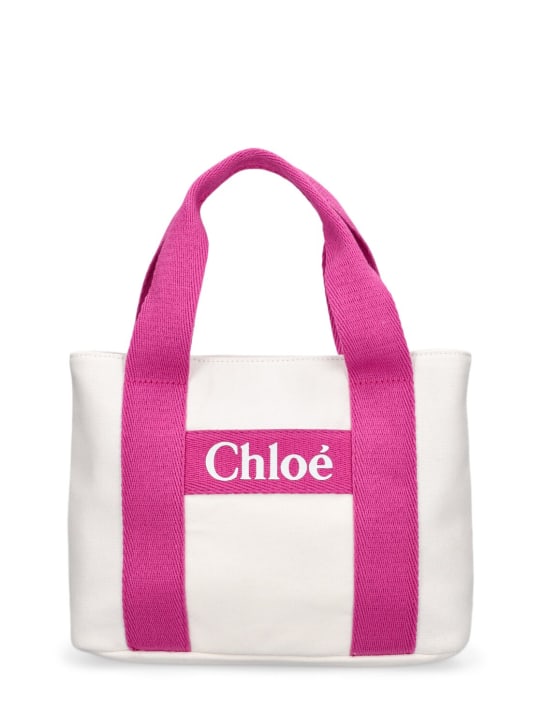 Chloé: Denim shoulder bag - Off-White - kids-girls_0 | Luisa Via Roma