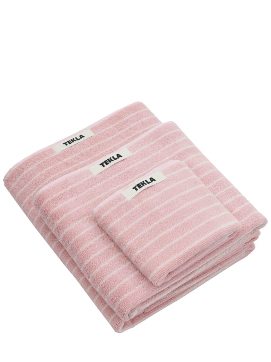 Tekla: Set of 3 organic cotton towels - Pink - ecraft_0 | Luisa Via Roma