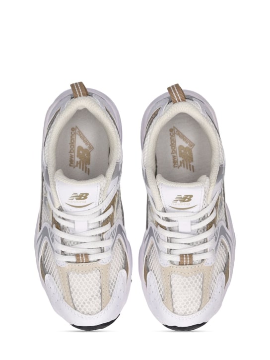 New Balance: 530 faux leather & mesh sneakers - White/Gold - kids-girls_1 | Luisa Via Roma