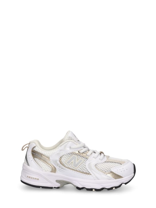 New Balance: 530 faux leather & mesh sneakers - White/Gold - kids-girls_0 | Luisa Via Roma