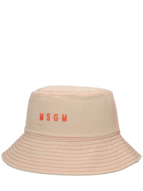 MSGM: Cotton bucket hat - Beige - kids-girls_1 | Luisa Via Roma