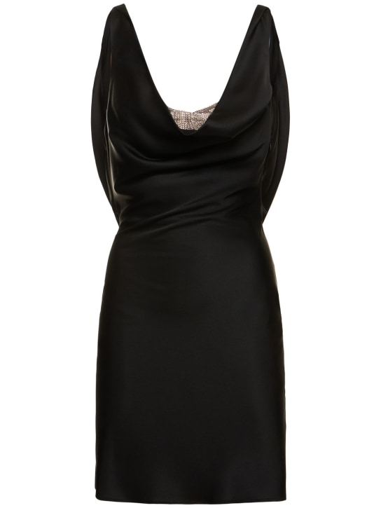 Giuseppe Di Morabito: Embellished satin mini dress - Black - women_0 | Luisa Via Roma