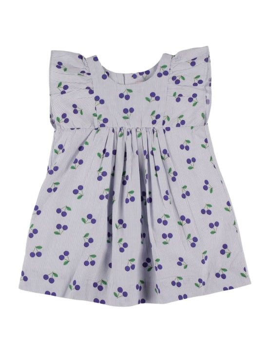Bonpoint: Vestido de popelina de algodón estampado - Azul/Multicolor - kids-girls_0 | Luisa Via Roma