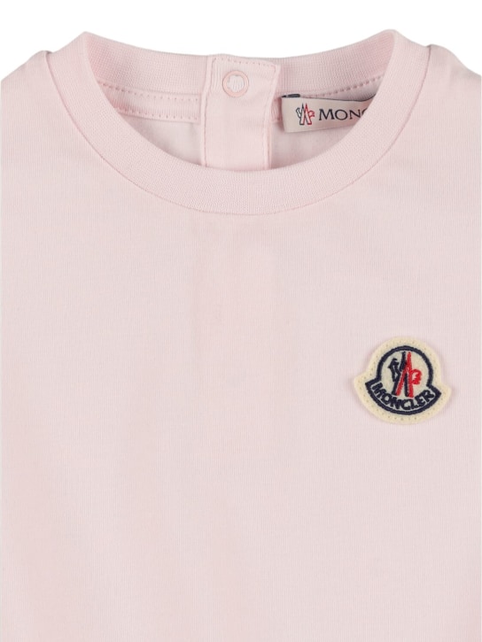 Moncler: Stretch cotton jersey blend dress - Soft Pink - kids-girls_1 | Luisa Via Roma