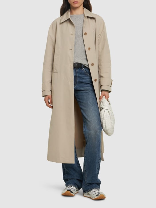 ASPESI: Cotton canvas long trench coat - Beige - women_1 | Luisa Via Roma