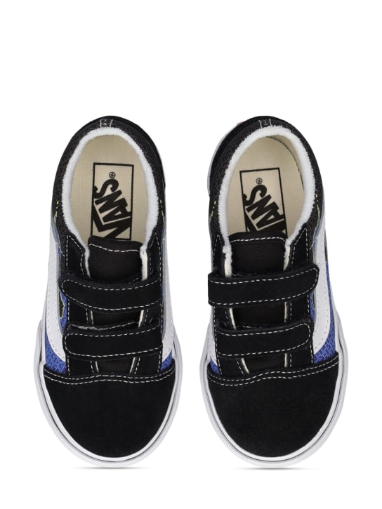 Vans: Sneakers Old Skool V in pelle - Nero/Blu - kids-girls_1 | Luisa Via Roma