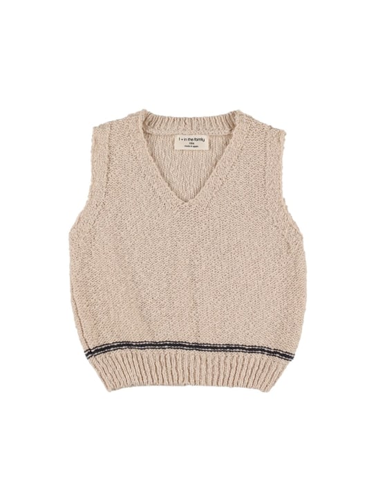 1 + IN THE FAMILY: Cotton & linen knit vest - Beige - kids-girls_0 | Luisa Via Roma