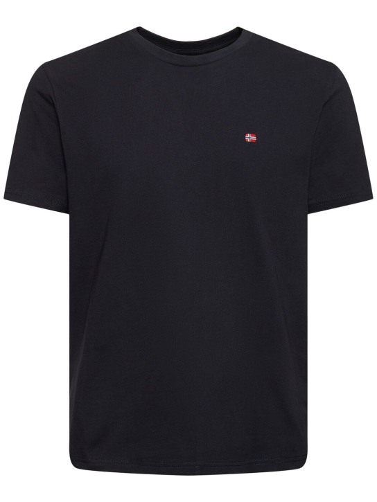Napapijri: Salis cotton short sleeve t-shirt - Black - men_0 | Luisa Via Roma