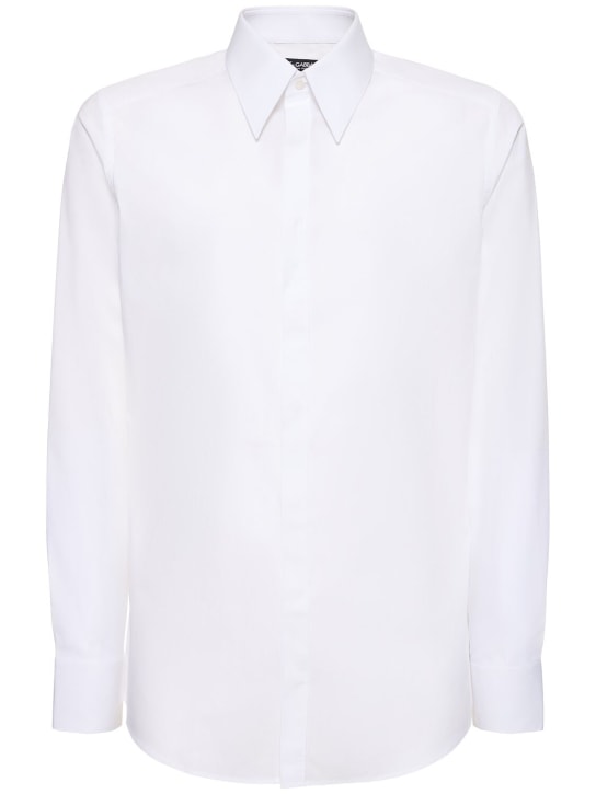 Dolce&Gabbana: Cotton poplin shirt - White - men_0 | Luisa Via Roma