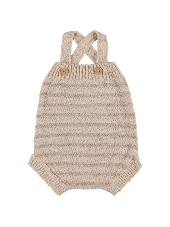 1 + IN THE FAMILY: Cotton & linen knit romper - Beige - kids-boys_0 | Luisa Via Roma