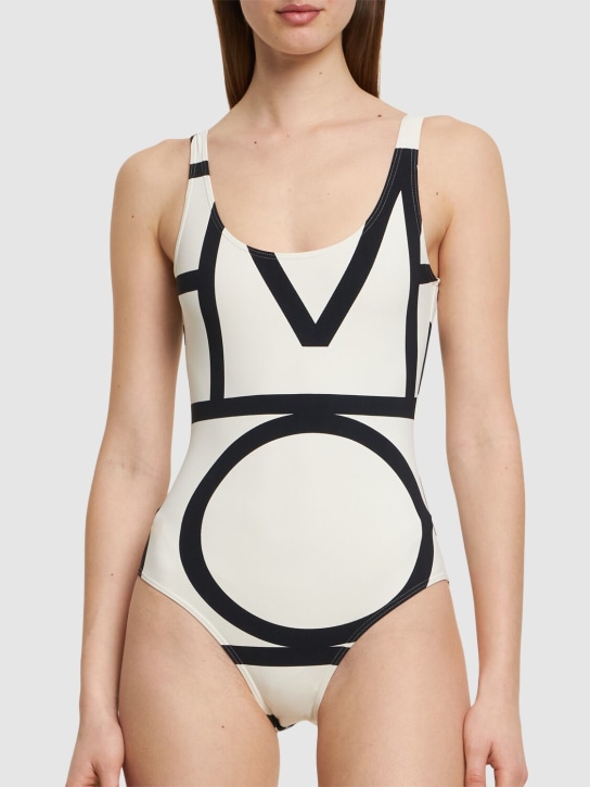 Toteme: Monogram swimsuit - White/Black - women_1 | Luisa Via Roma