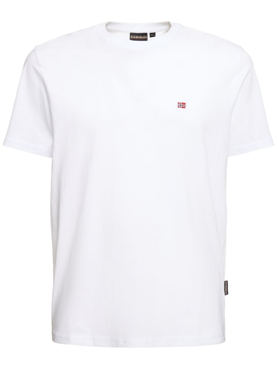 Napapijri: Salis 코튼 반팔 티셔츠 - Bright White - men_0 | Luisa Via Roma