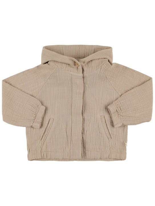 1 + IN THE FAMILY: Hooded cotton jacket - Beige - kids-girls_0 | Luisa Via Roma