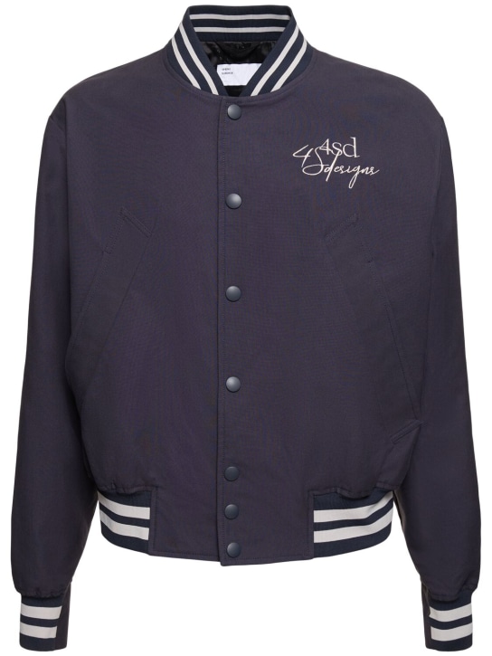 4SDesigns: Cotton canvas varsity jacket - Navy - men_0 | Luisa Via Roma