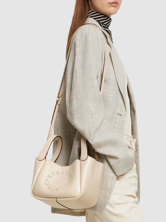 Stella McCartney: Logo faux leather crossbody bag - Pure White - women_1 | Luisa Via Roma