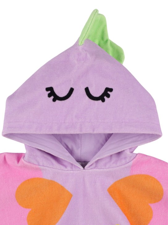 Stella Mccartney Kids: Printed cotton terry hooded towel - Pink/Purple - kids-girls_1 | Luisa Via Roma