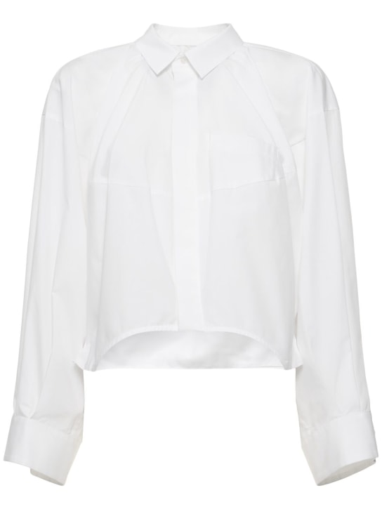 Sacai: Poplin shirt w/cocoon sleeves - Off White - women_0 | Luisa Via Roma