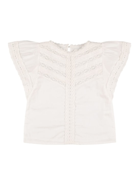 The New Society: Cotton poplin shirt - Off White - kids-girls_0 | Luisa Via Roma