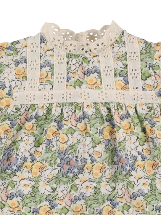 The New Society: Camicia in lino stampato con pizzo - Multicolore - kids-girls_1 | Luisa Via Roma