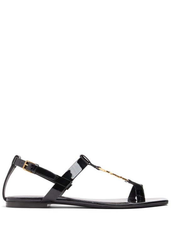 Saint Laurent: 10mm Cassandra patent leather sandals - Black - women_0 | Luisa Via Roma
