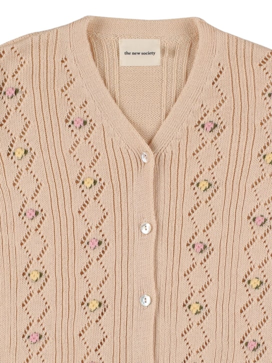 The New Society: Organic cotton knit cardigan - Beige - kids-girls_1 | Luisa Via Roma