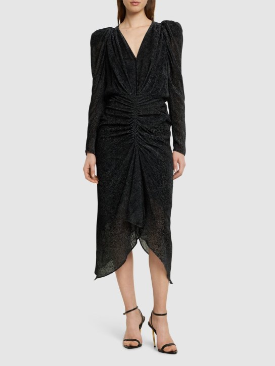 Isabel Marant: Maray 프린트 실크 미디 드레스 - 블랙 - women_1 | Luisa Via Roma